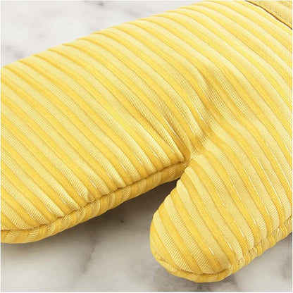 KITCHENAID Quilted Cotton Terry Cloth Oven Mitt, Pot Holder, Kitchen Towel 4-Pack Set, Heat Resistant, Silicone Grip, 16"x26", 7"x13" & 7"x10", Butter Yellow