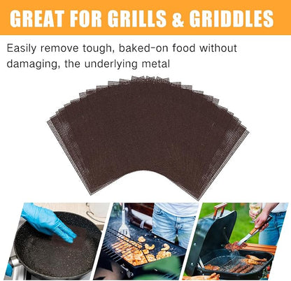 Reallnaive 300 Pack Griddle 4x5.5'' Screen Grill Cleaning Screens Pre-treated Abrasive Mesh Pads for Flat Top Stainless Steel Griddle Cleaning Accessories Bundle