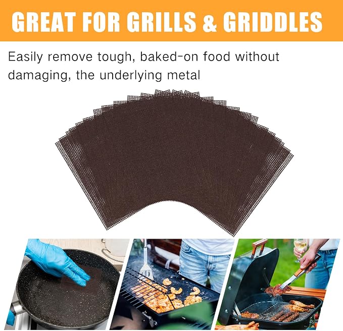 Reallnaive 400 Pack Griddle 4x5.5'' Screen Grill Cleaning Screens Pre-treated Abrasive Mesh Pads for Flat Top Stainless Steel Griddle Cleaning Accessories Bundle