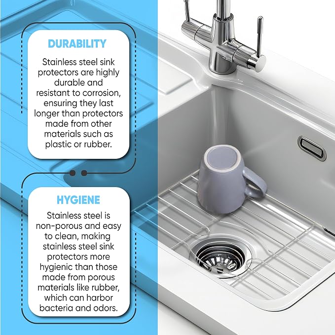 Better Houseware Sink Protectors for Kitchen Sink, Rust-Resistant Scratch-Preventing Stainless Steel Sink Protector Grid, Non-Slip Kitchen Sink Rack for Washing, 23 x 14.4 x 1 Inch
