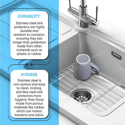 Better Houseware Stainless Steel Sink Protector Sink Mat Stainless Steel Sink Rack for Bottom of Sink Protectors for Kitchen Sinks 18 x 12 x 1