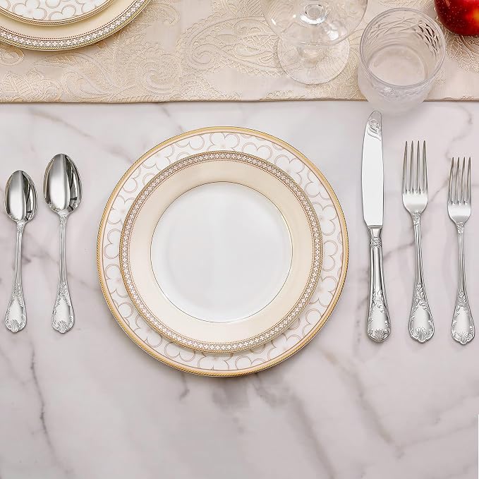 KEAWELL Premium Regalia 4-Piece Spoon Set 6.6-Inch – Ornate 18/10 Stainless Steel Silverware with European Luxury Handles, Dishwasher Safe for Elegant Dining (Silver, Teaspoons)