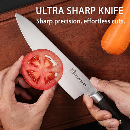 3PCS Chef Knife Set, Japanese Kitchen Knife, Sharp High Carbon Stainless Steel Forged Blade Professional Kitchen Knives Set with Ergonomic Handle Knives Set for kitchen with Gift Box
