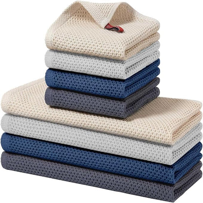 Homaxy 100% Cotton Kitchen Towels and Dishcloths Set, 12 x 12 Inches and 13 x 28 Inches, Set of 8 Bulk Kitchen Towels Set, Ultra Soft Absorbent Dish Cloths for Washing Dishes, Multicolor