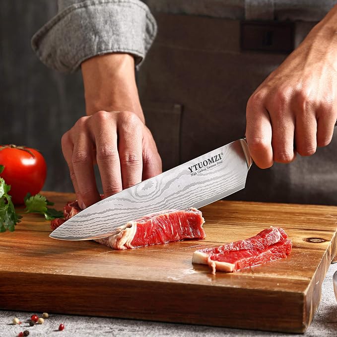 8" Chef's Knife, Professional 8-inch Chef Knife with Sheath, German High Carbon Stainless Steel Kitchen Knife for Home Cooks & Culinary Experts, Ergonomic Pakkawood Handle, Gift Box