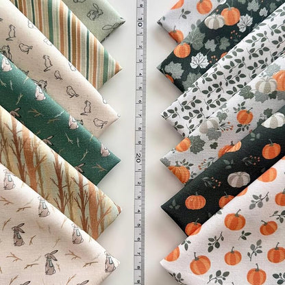Autumn Harmony Patchwork Cotton Fabric Set – 60 Pre-Cut Squares, 20×20 cm (8×8 inch), 100% Cotton, Eco Digital Print, Made in Türkiye