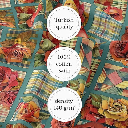 100% Cotton Fabric by the Yard – Turkish Quality Quilting & Sewing Fabric, 1 Yard x 1.69 Yards Wide, Patchwork Cotton for Crafts