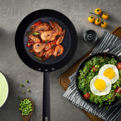 Coating-Free Carbon Steel Pan, Durable 10 Inch nitrided Frying Pan, Oven Broiler Safe 660F and Induction Compatible, PFOA Free