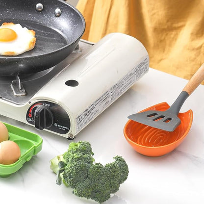 Hasense Spoon Rest for Kitchen Counter, Porcelain Spoon Holder for Stove Top, Cooking Utensil Rest Kitchen Gadget Spoon Cradle for Spatula, Ladle, Tongs and Knife, Orange
