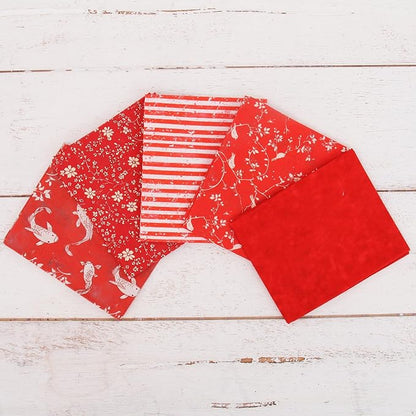 Threadart Exclusive 5 Fat Quarter Bundles - Red Vintage Prints 100% Cotton Fabric - Premium 100% Cotton Quilting Fabric - No Duplicates - Full Size Fat Quarters 18"x21" - Red