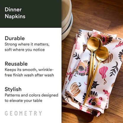 GEOMETRY Christmas Dinner Napkins - Premium Cloth Napkins - Quick Dry & Super Absorbent Table- Premium Geosuede Linen Napkins - Pine 19" x 19" - 6 Pieces
