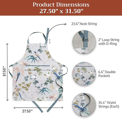 Maison d' Hermine 100% Cotton Apron for women with Pocket Kitchen Chef Apron for Men Cooking Spring Summer