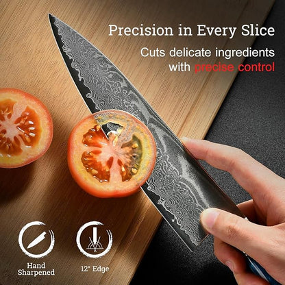 ATUMURYOU Japanese Chef Knife, 8 Inch Damascus Kitchen Knife with VG10 Steel, Ultra Sharp Professional Cooking Knives with Resin Wood Handle, Perfect Father Day Gifts