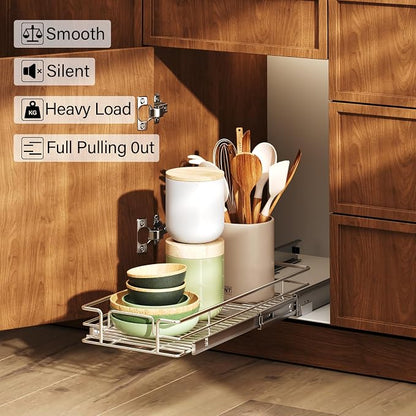 LOVMOR Pull Out Cabinet Organizer and Storage 5½" W x 21½" D, Slide Out Shelves for Kitchen Cabinets
