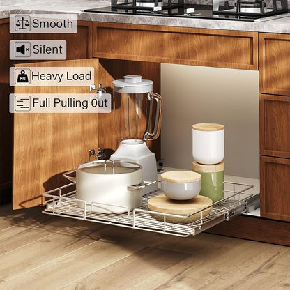 LOVMOR Pull Out Cabinet Organizer and Storage 28½" W x 21½" D, Slide Out Shelves for Kitchen Cabinets