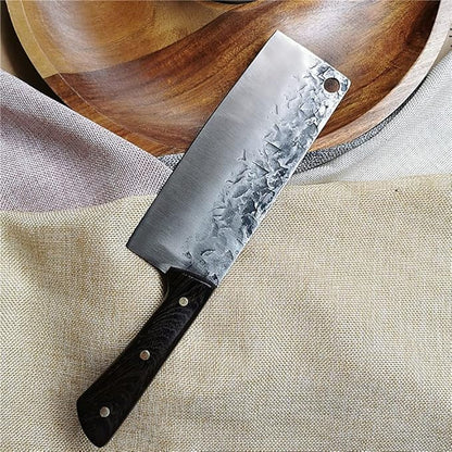 kitchen knives, 7.5-Inch Cleaver Knife Professional Handmade Forged High Carbon Steel Butcher Knife for Vegetable Meat Cleavers with Wood Handle for Family Restauran