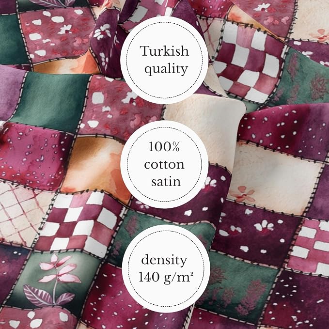 100% Cotton Fabric by the Yard – Turkish Quality Quilting & Sewing Fabric, 1 Yard x 1.69 Yards Wide, Patchwork Cotton for Crafts
