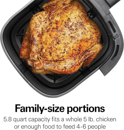 Hamilton Beach 5.8 Quart Digital Air Fryer Oven with 8 Presets, Easy to Clean Nonstick Basket, Black (35075)