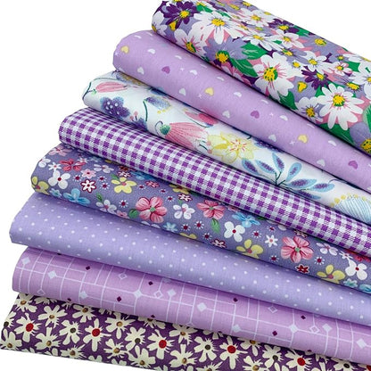 aufodata 8 Pieces 19.6" x 19.6" (50cm x 50cm) Cotton Fabric Squares Quilting Patchwork Floral Pattern Precut Fabric for DIY Quilting Sewing Crafting Artcraft (Purple)