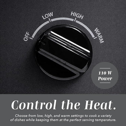 COOK WITH COLOR 2QT Mini Electric Round Slow Cooker - Adjustable Settings, Removable Stoneware Pot, Tempered Glass Lid, Dishwasher Safe, Cool-Touch Side Handles, Black
