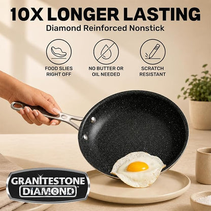 GRANITESTONE 20 Pc Complete Pots and Pans Set Non Stick Cookware Set with Saute Pan, Bakeware, Steamer, Cooking Utensils, Made Without PFOA PFOS, Oven and Dishwasher Safe