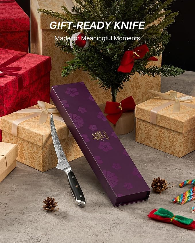 KYOKU 7" Japanese Damascus Fillet Knife for Fish, Filet Boning Knife for Fishing Skinning for Professional & Home Chefs,Ultra Sharp VG10 Full Tang Butcher Knife for Filleting Deboning Meat Cutting