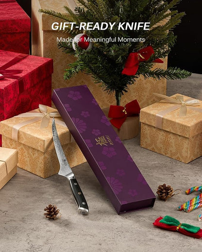 KYOKU 7" Japanese Damascus Fillet Knife for Fish, Filet Boning Knife for Fishing Skinning for Professional & Home Chefs,Ultra Sharp VG10 Full Tang Butcher Knife for Filleting Deboning Meat Cutting