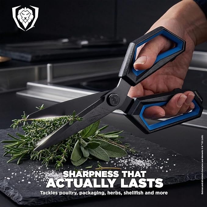 Dalstrong Kitchen Scissors - BATMAN™ Edition - Shadow Black Edition - Heavy-Duty 3CR13 Stainless Steel - Black Titanium Coating - ABS & TPR Handles Shears - Detachable DC Artwork Blade - Collectible