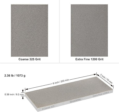SHARPAL 162N Double-sided Diamond Sharpening Stone Whetstone Knife Sharpener |Coarse 325 / Extra Fine 1200 Grit | Storage Case with NonSlip Base & Angle Guide (8 in. x 3 in.) Fathers Day Gift