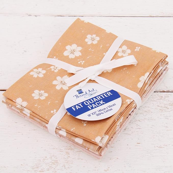 Threadart Exclusive 5 Fat Quarter Bundles - Ivory Vintage Prints 100% Cotton Fabric - Premium 100% Cotton Quilting Fabric - No Duplicates - Full Size Fat Quarters 18"x21" - Ivory
