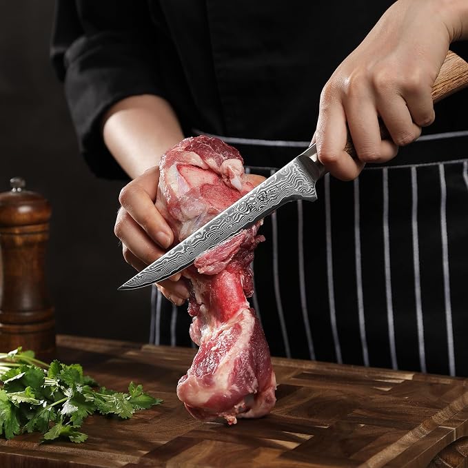 Wakoli EDIB Pro Damascus Meat Cleaver Knife – Japanese Style Kitchen Knife | 5.5-Inch Genuine Damascus Steel Blade with VG10 Core | Ergonomic Pakkawood Handle | Professional Cooking Tool in Gift Box