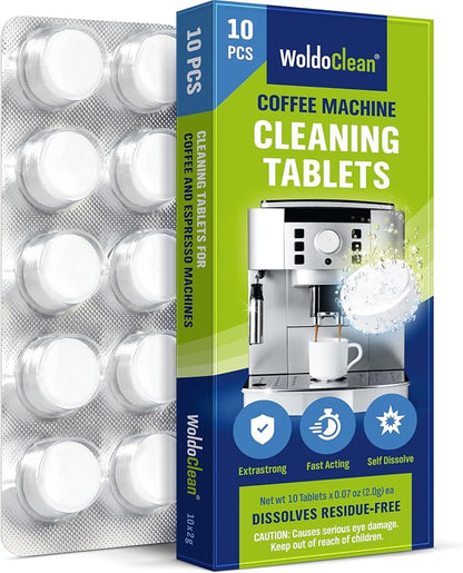 WoldoClean Cleaning Tablets for Fully Automatic Coffee Machines 10x 2g - Compatible with Breville, DeLonghi, Jura, Philips, Miele & Gaggia