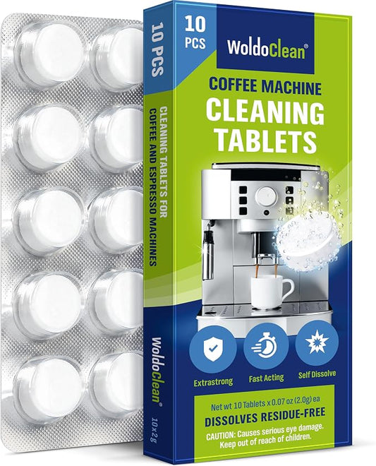 WoldoClean Cleaning Tablets for Fully Automatic Coffee Machines 10x 2g - Compatible with Breville, DeLonghi, Jura, Philips, Miele & Gaggia