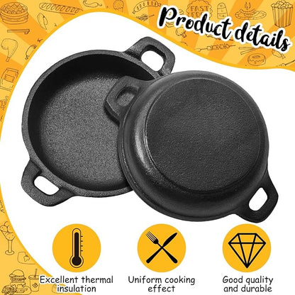 Ziliny Mini Cast Iron Skillets 5 x 5 x 1.3 Inch Cast Iron Pan Small Ramekin Set Black Casserole Dish Cookware Oven Safe Mini Skillets for Kitchen Indoor Outdoor Picnic (1 Pack)