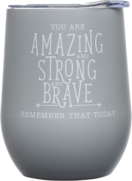 DIVERSEBEE Inspirational Thank You Gifts for Women, Best Friend, Mom, Wife, Girlfriend, Coworker, Nurse, Encouragement Birthday Wine Gifts - Insulated Wine Tumbler Cup with Lid (Glacier Gray)