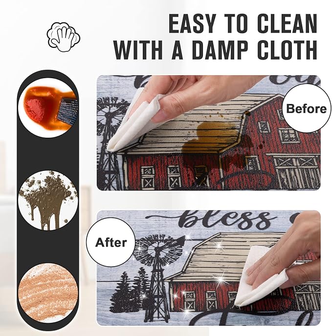 Carvapet Anti-Fatigue Kitchen Floor Mats 2 Piece Set - Cushioned PVC Ergonomic Kitchen Rugs and Mats, Waterproof Stain-Resistant Non-Skid Comfort Mat for Sink Laundry Office, 17"x27"+17"x47"