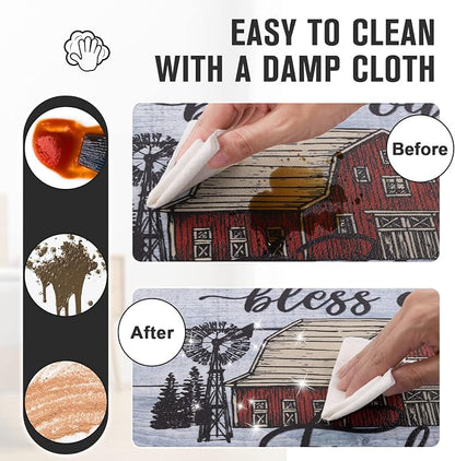Carvapet Anti-Fatigue Kitchen Floor Mats 2 Piece Set - Cushioned PVC Ergonomic Kitchen Rugs and Mats, Waterproof Stain-Resistant Non-Skid Comfort Mat for Sink Laundry Office, 17"x27"+17"x47"
