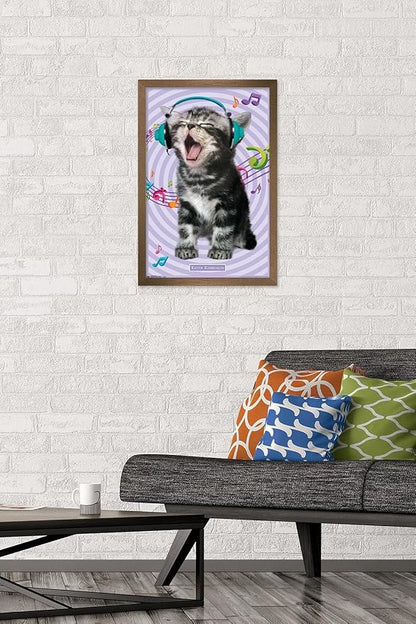 Trends International Keith Kimberlin - Kitten - Singing Wall Poster, 14.725" x 22.375", Bronze Framed Version