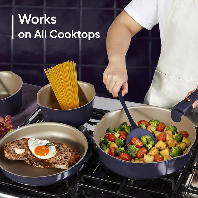 CAROTE 19 Pcs Pots and Pans Set, Nonstick Cookware Sets with Detachable Handle, Purple Dishwasher Safe, Oven Safe, Cookware Non Stick Cooking Set w/Frying Pans & Saucepans(PFOS, PFOA Free)