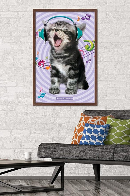 Trends International Keith Kimberlin - Kitten - Singing Wall Poster, 22.375" x 34", Mahogany Framed Version