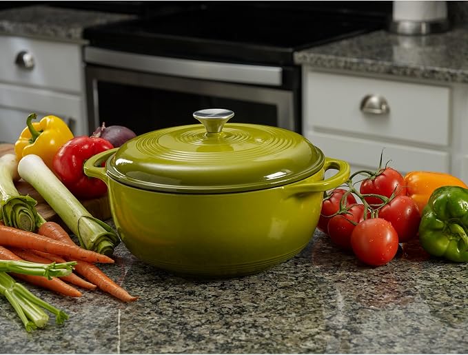 Mercer Culinary Enameled Cast Iron Round Dutch Oven, 6 qt., Avocado