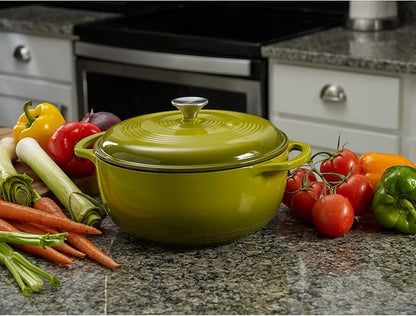 Mercer Culinary Enameled Cast Iron Round Dutch Oven, 6 qt., Avocado