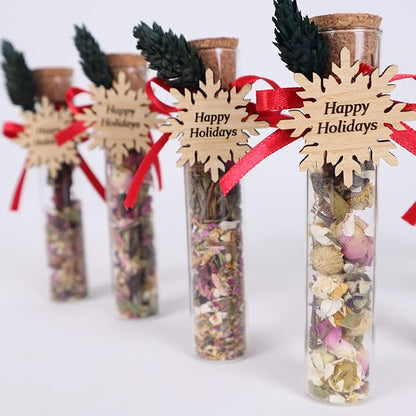 HTF Pack of 10 Christmas Decorations, Tea Party Favors for Women, New Years Eve Party Supplies, Christmas Gifts, Coworker New Year, Happy Holiday Personalized Tea Favors (CH, Snowflake)