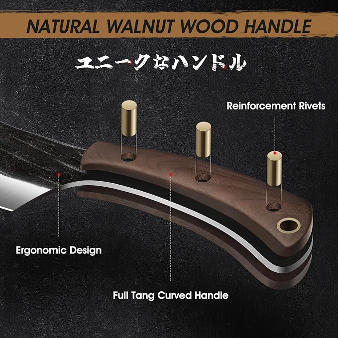 HOSHANHO 6 Inch Cleaver Knife, Hand Forged Vegetable Meat Cleaver, Full Tang Chopper Butcher Knife for Meat Cutting for Kitchen, Outdoor Cooking, Camping