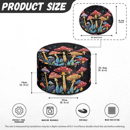Magic Mushrooms Slow Cooker Cover Protection Crock for Pot Dust Cover Fits for Most 6-8 Quart Small Kitchen Appliance Vibrant Decor with Top Handle