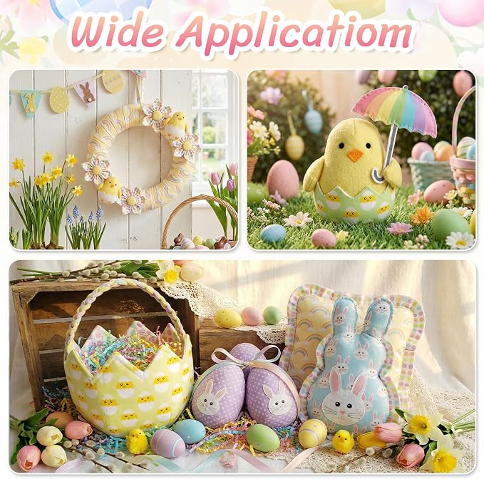 Tatuo 30 Pieces 10 x 10 Inches Easter Cotton Fabric Bundle Squares Patchwork Pastel Fabric Sewing Quilting Bundles Assorted Pattern Cloth for DIY Scrapbook Craft Making