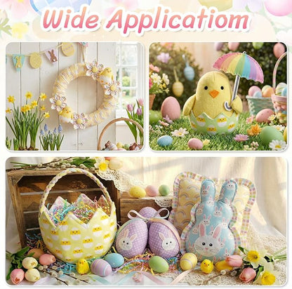 Tatuo 30 Pieces 10 x 10 Inches Easter Cotton Fabric Bundle Squares Patchwork Pastel Fabric Sewing Quilting Bundles Assorted Pattern Cloth for DIY Scrapbook Craft Making
