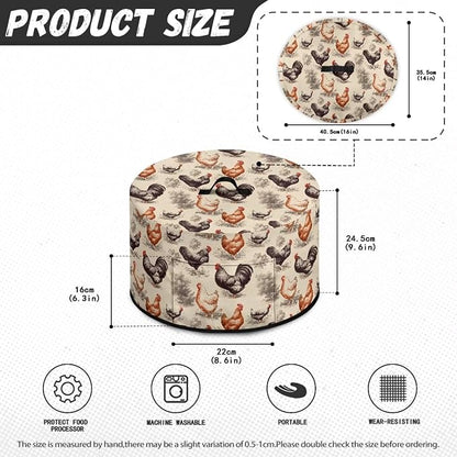 Farm Chickens Slow Cooker Cover for Pot Dust Cover Fits for Most 6-8 Quart Oval Slow Cooker Dustproof Small Appliance Accessories Decor