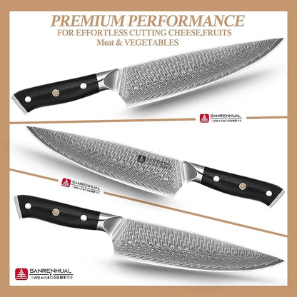 Damascus Chef Knife 8 inch, 67-Layer High Carbon Steel Kitchen Knife Ultra Sharp Japanese Chef Knives, Professional Kitchen Chef's Knife, with G10 Ergonomic Handle/Gift Box