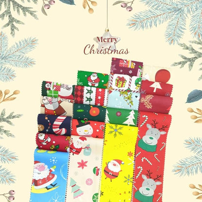 40Pcs Cotton Christmas Jelly Roll Fabric Strips - 2.5×19.6 Inch Pre-Cut Quilting Bundles for Sewing, Patchwork | DIY Cushions, Table Runners, Christmas Home Decor